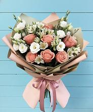 Букет цветов из:  Розы, Альстромерии и Лизиантусы #REPLACE_PRED# Поселок ВНИИССОК