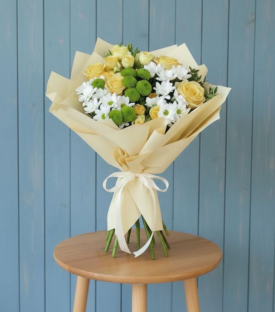 Букет цветов из: Хризантемы и Розы в Поселок ВНИИССОК