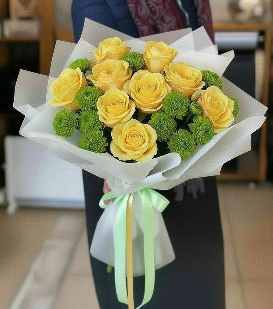 Букет цветов из: Хризантемы и Розы в Поселок ВНИИССОК