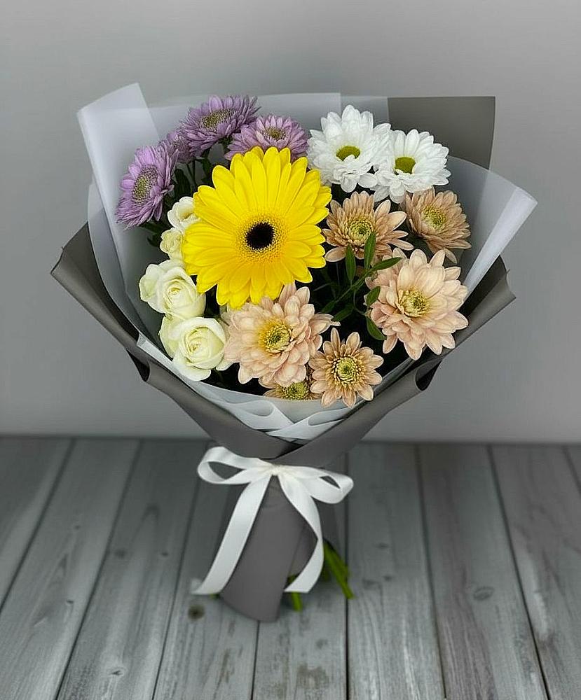 Букет цветов из: Розы, Герберы и Хризантемы в Поселок ВНИИССОК