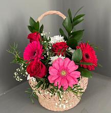 Цветочная композиция из Розы, Хризантемы и Герберы в корзине #REPLACE_PRED# Поселок ВНИИССОК