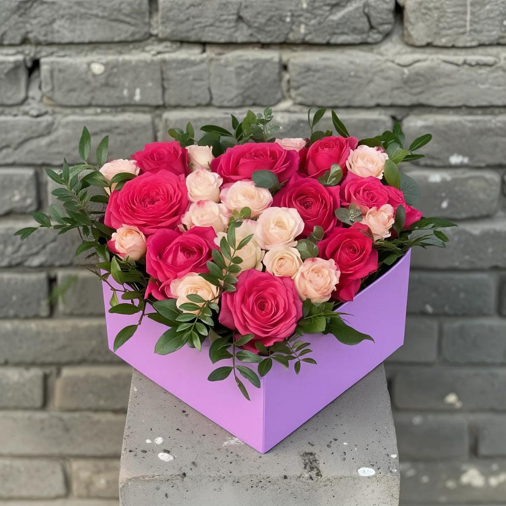 Цветочная композиция из Розы в коробке в Поселок ВНИИССОК