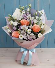 Букет цветов из:  Лизиантусы, Розы, Альстромерии и Гипсофила #REPLACE_PRED# Поселок ВНИИССОК