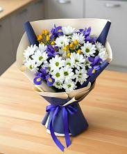 Букет цветов из:  Розы, Ирисы и Хризантемы #REPLACE_PRED# Поселок ВНИИССОК