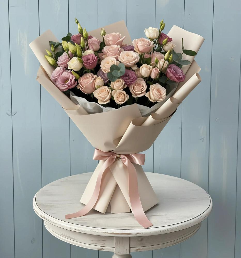 Букет цветов из: Розы и Лизиантусы в Поселок ВНИИССОК