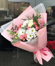 Букет цветов из:  Розы, Лизиантусы и Хризантемы #REPLACE_PRED# Поселок ВНИИССОК