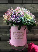 Цветочная композиция из Гипсофила и Розы в шляпной коробке #REPLACE_PRED# Поселок ВНИИССОК